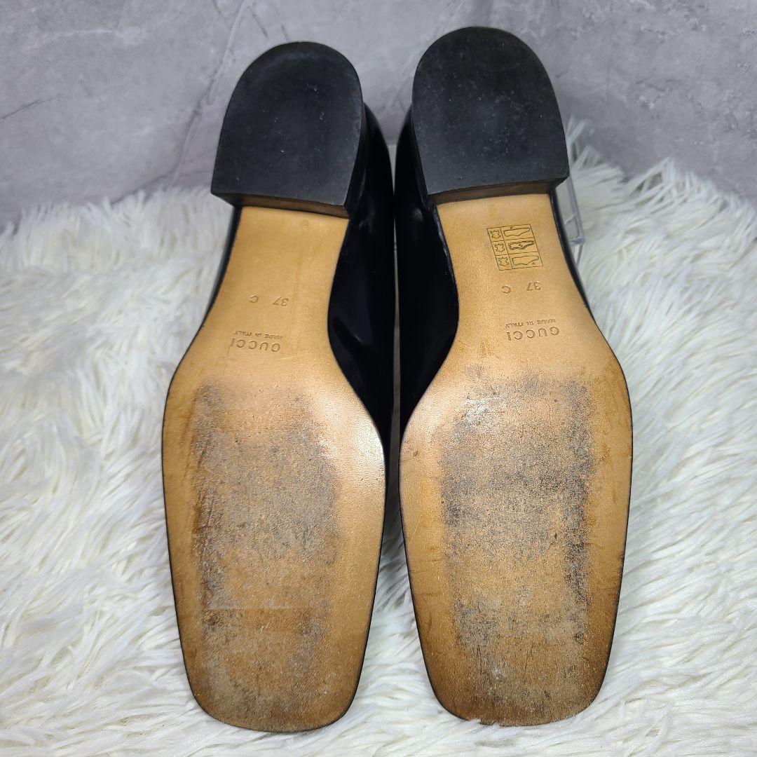 【GUCCI】ゴールド金具　スクエアトゥパンプス　ブラック