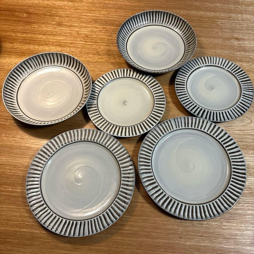 小石原ポタリー　浅鉢2枚と平皿4枚の6枚セット
