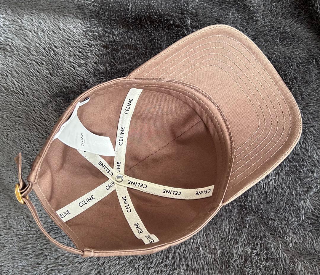 CELINE ブラウンロゴ刺繍 キャップ