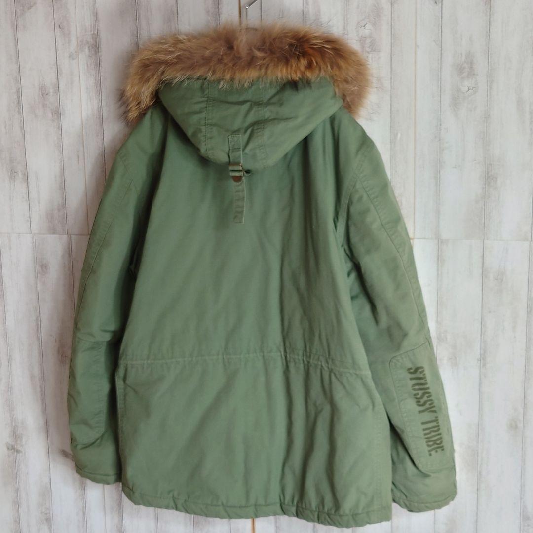 【激シブ】OLDSTUSSY☆リアルファーモッズコート希少入手困難カーキグリーン