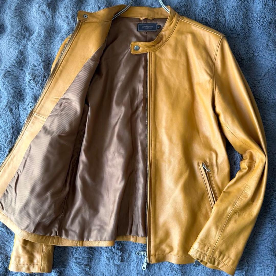 33Degrees マスタード シングルライダースジャケット L ラムレザー