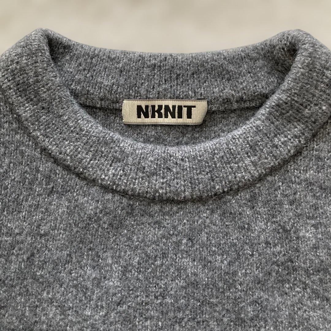 NKNIT ハート ♡ パターンニット セーター　グレーネイビー