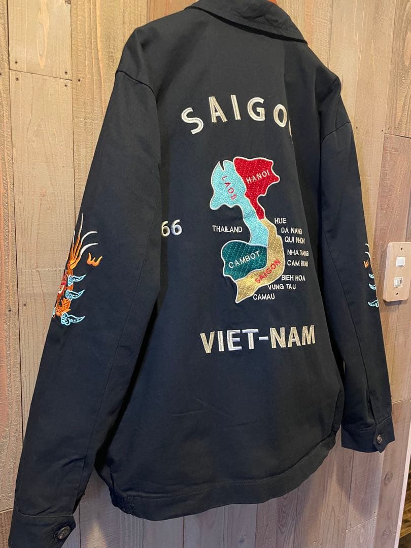 ベトジャン 虎 福 龍 66-67 ベトナム地図 黒 コットン