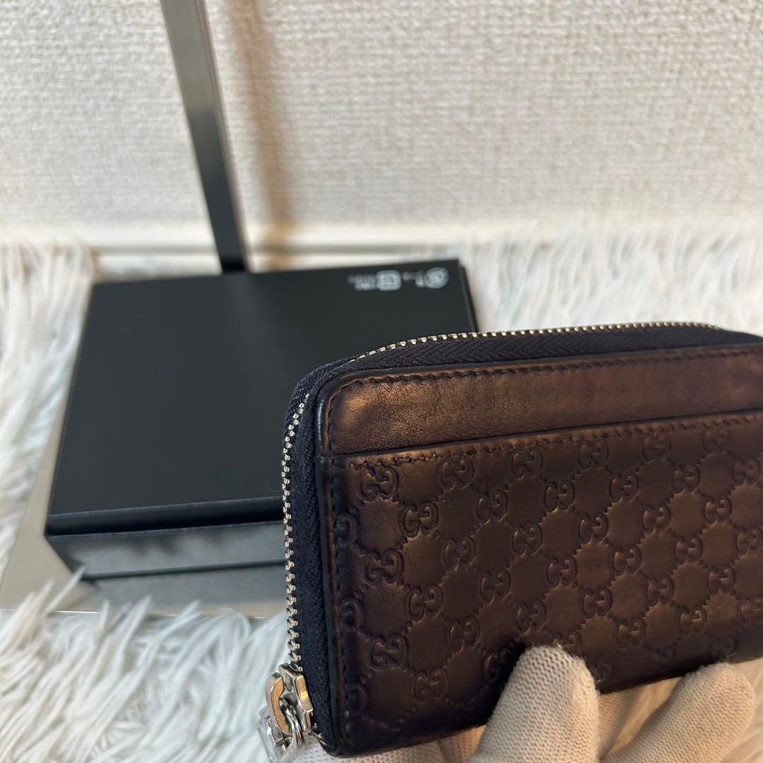 【美品✨マイクロシマ/希少】グッチ　GUCCI ネイビー　ケース　レザー