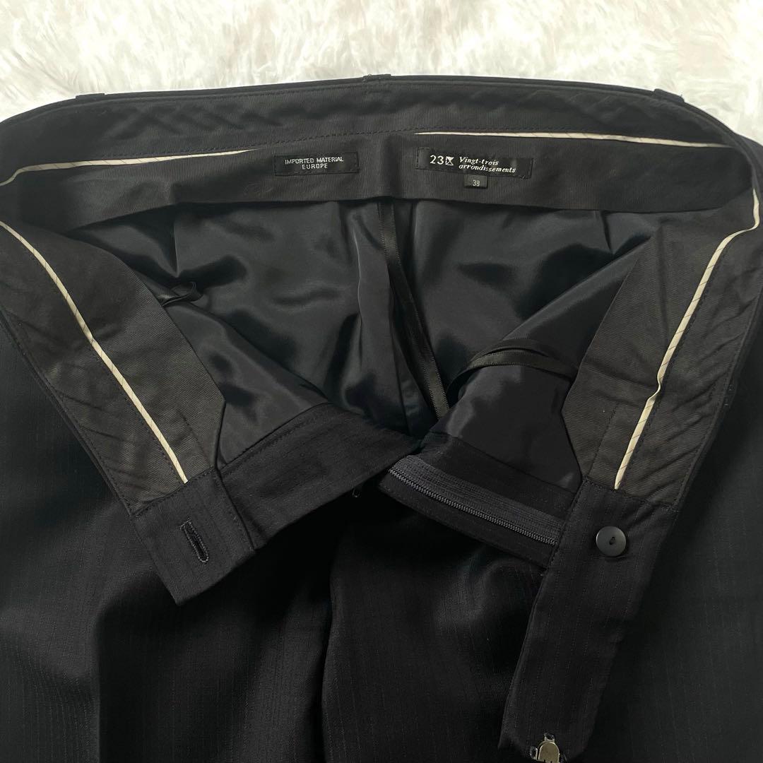 【美品】23区 オンワード樫山 セットアップ パンツスーツ ストライプ 38