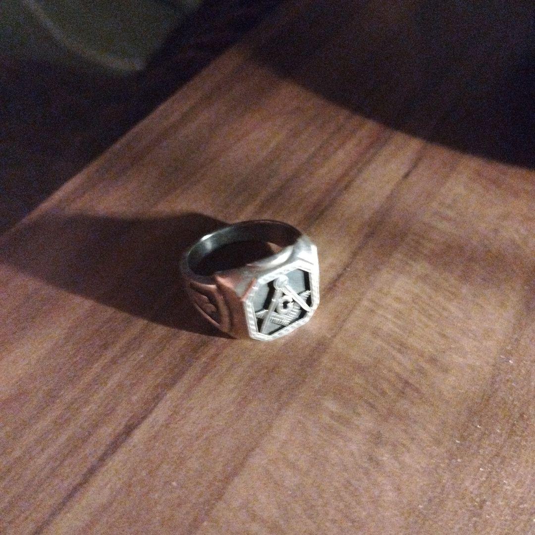 シルバー925素材 純銀 フリーメイソン 六角形 リング