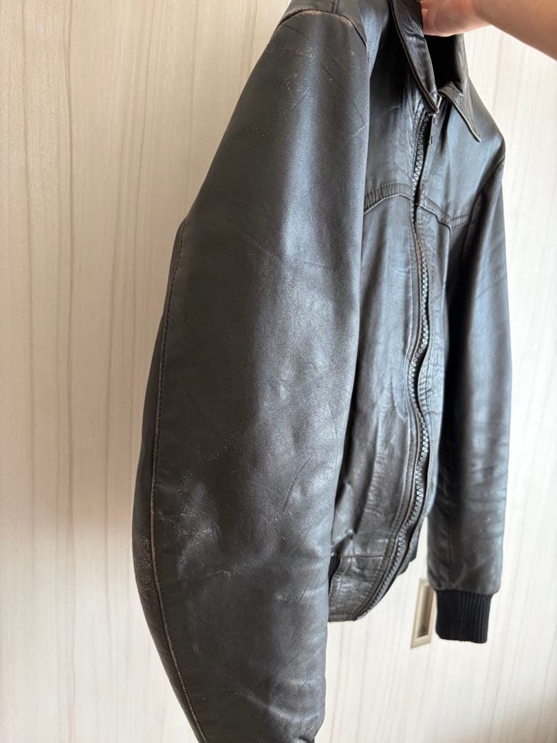 エディスリマン　UKヴィンテージ　リブレザージャケット　リブジャン