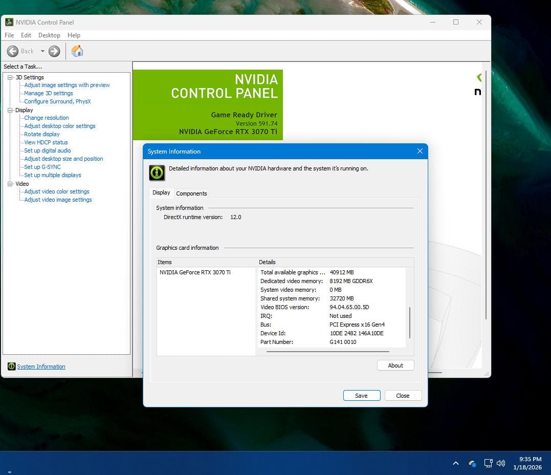 NVIDIA GEFORCE RTX 3070TI 中古