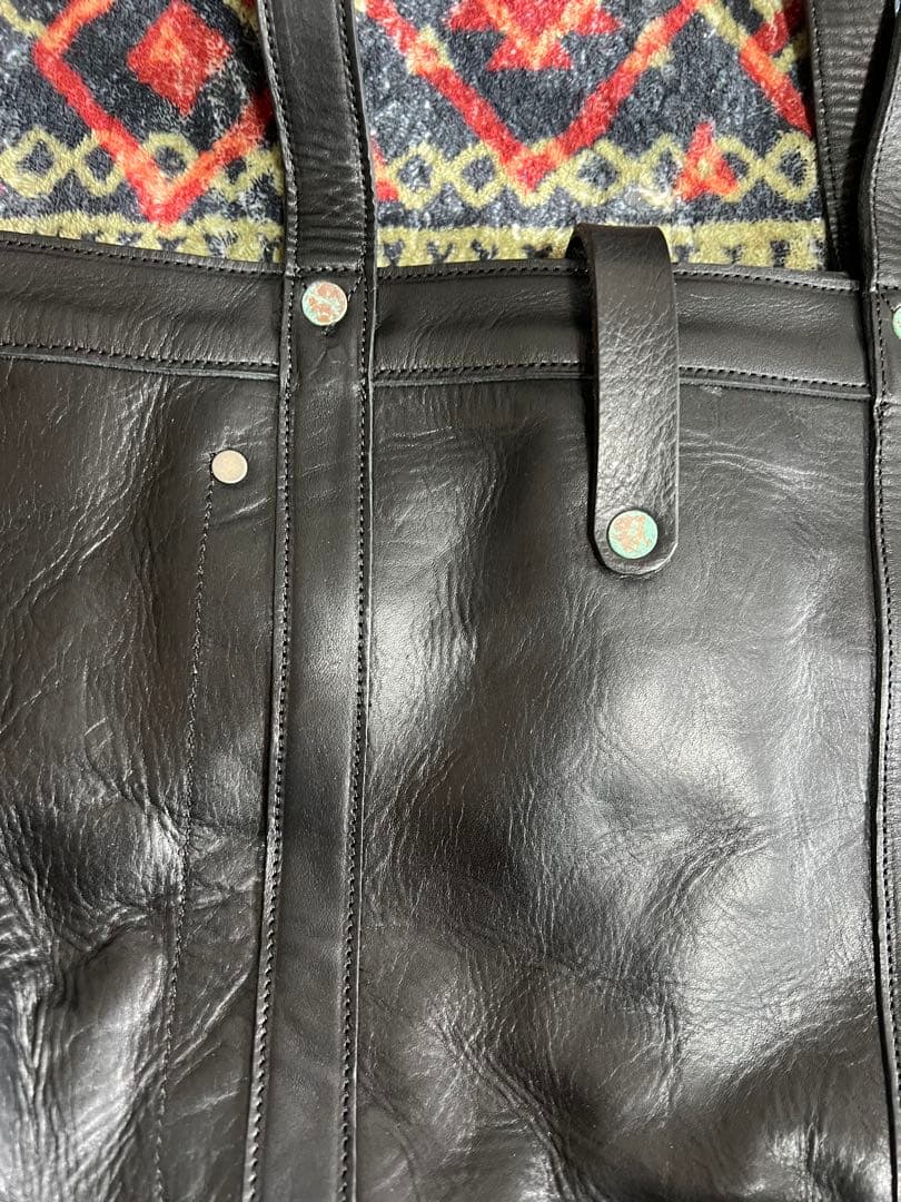 【美品】RRL ダブルアールエル ブラックレザートートバッグ