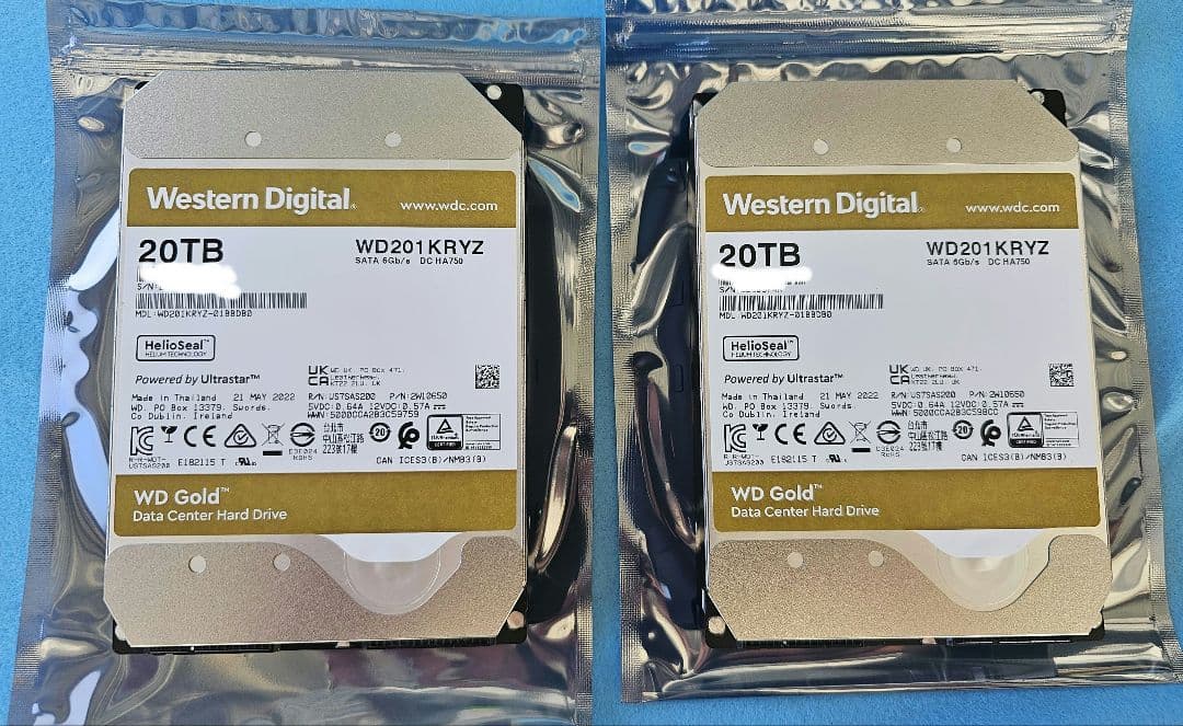 外付けハードディスク・ドライブ WD Gold 20TB HDD WD202KRYZ