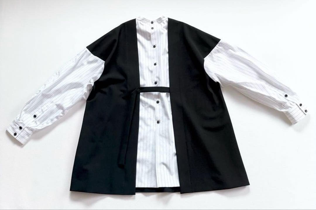 美品✨2023AW エンフォルド　ダブルクロス コンビプルオーバーシャツ38