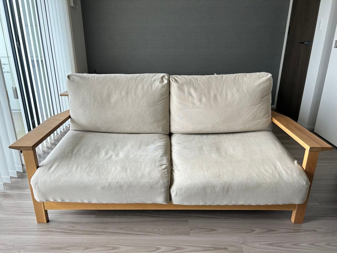 無印良品/木製フレームソファ2.5シーターフェザーポケットコイル