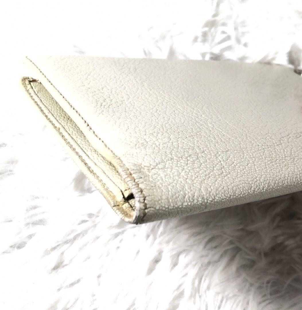 シャネル　CHANEL　ココマーク　レザー　メンズ　長財布　白　ビンテージ