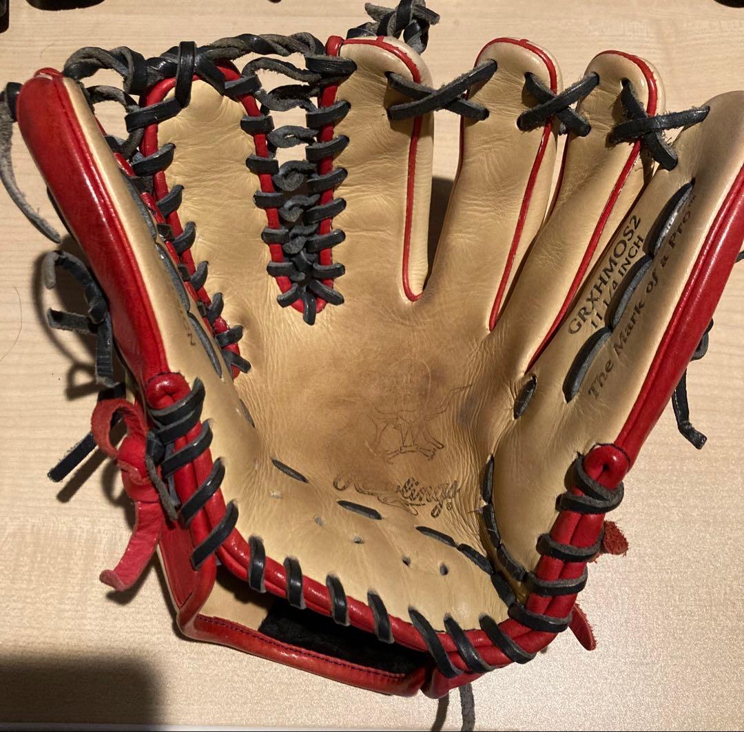 Rawlings GRXHMOS2 軟式グローブ ベージュ/赤