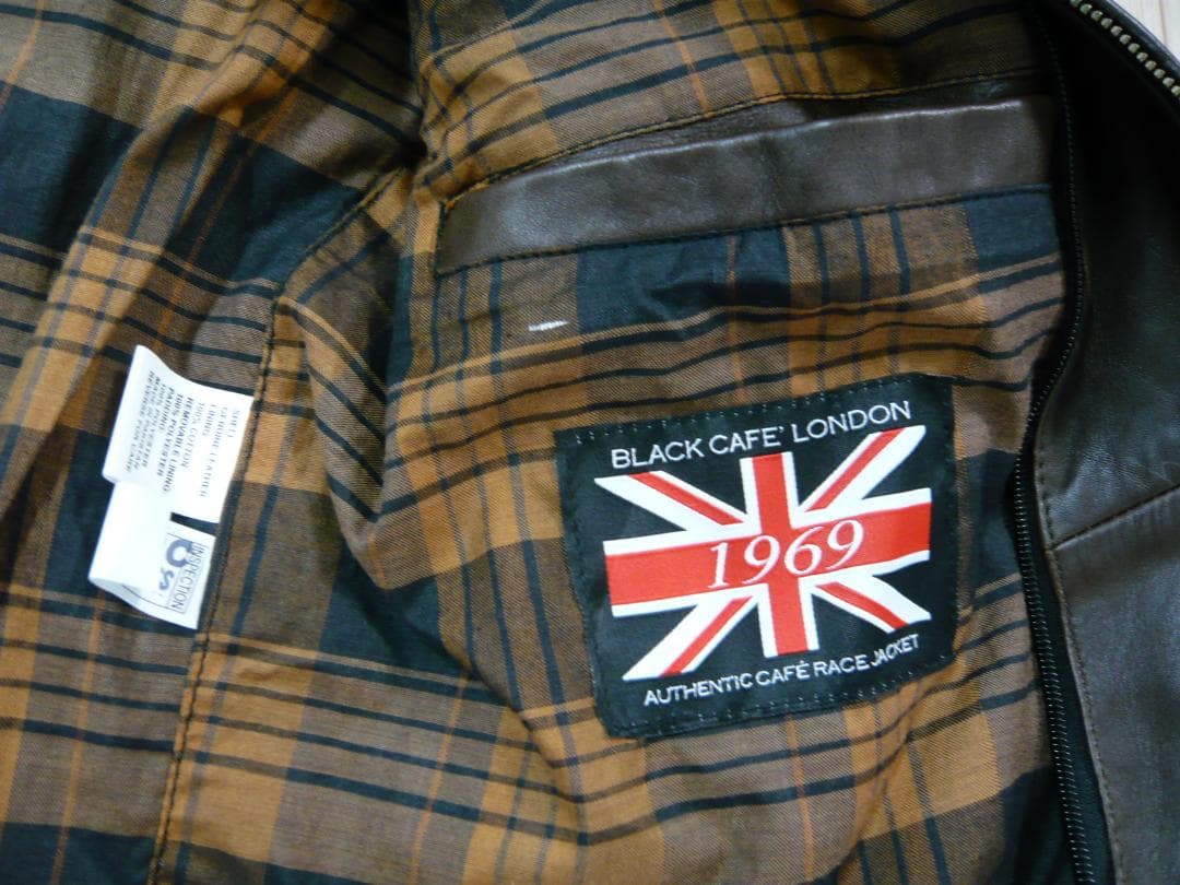 BLACK CAFE LONDON XL 3Lレザー ライダース ジャケット