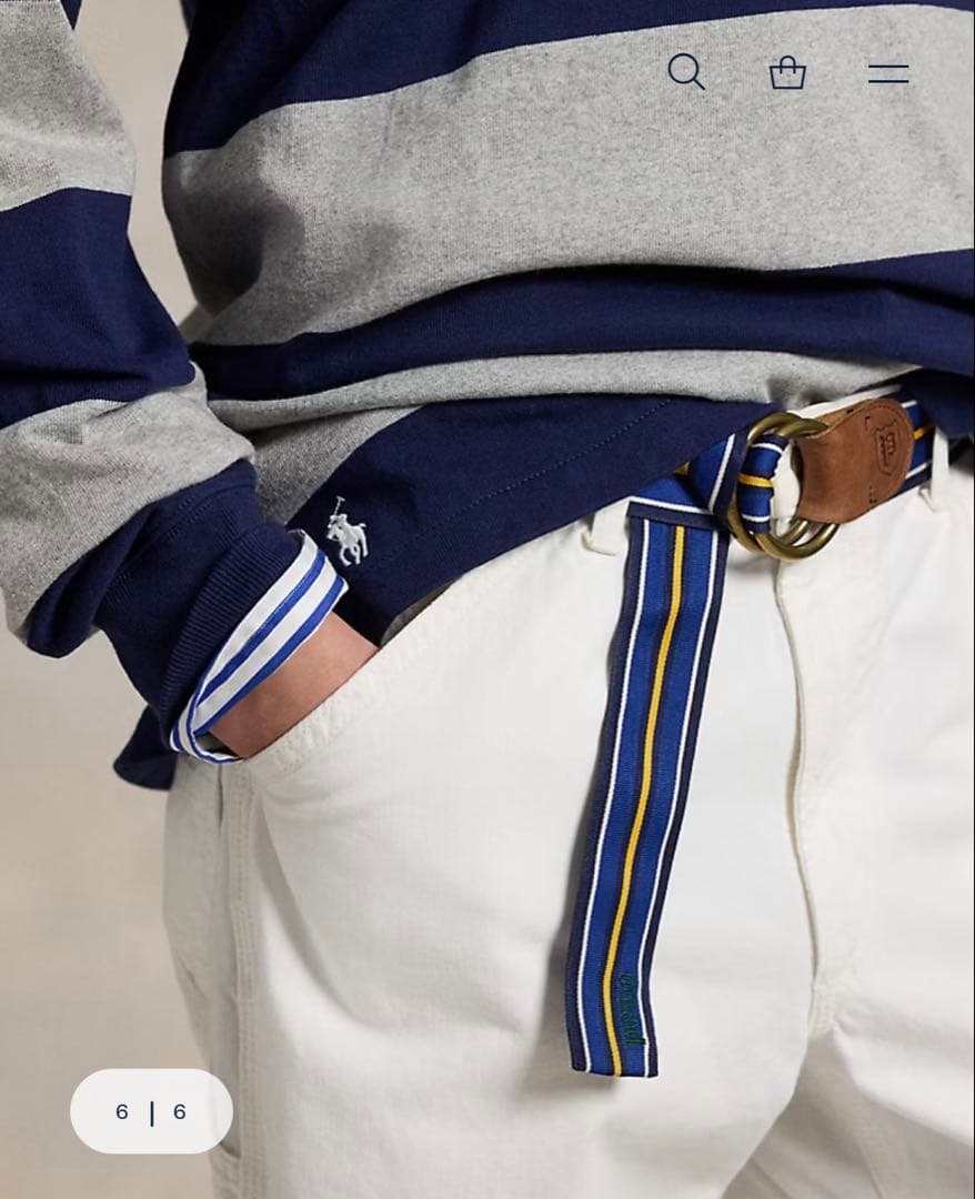 ラルフローレン　ビッグ フィット ストライプド ジャージー ラグビー シャツ