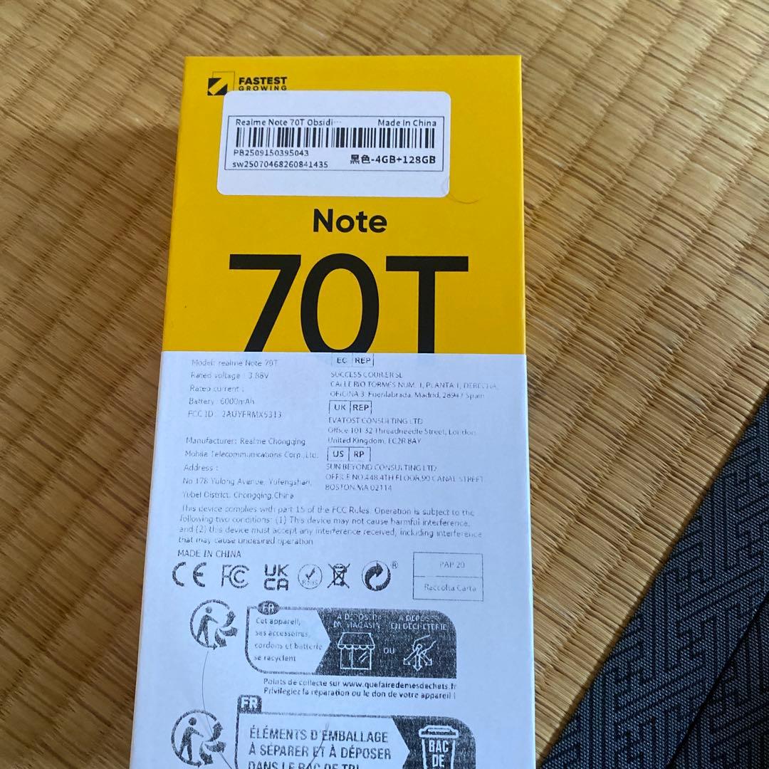 スマートフォン本体 realme Note 70T 4GB/128GB