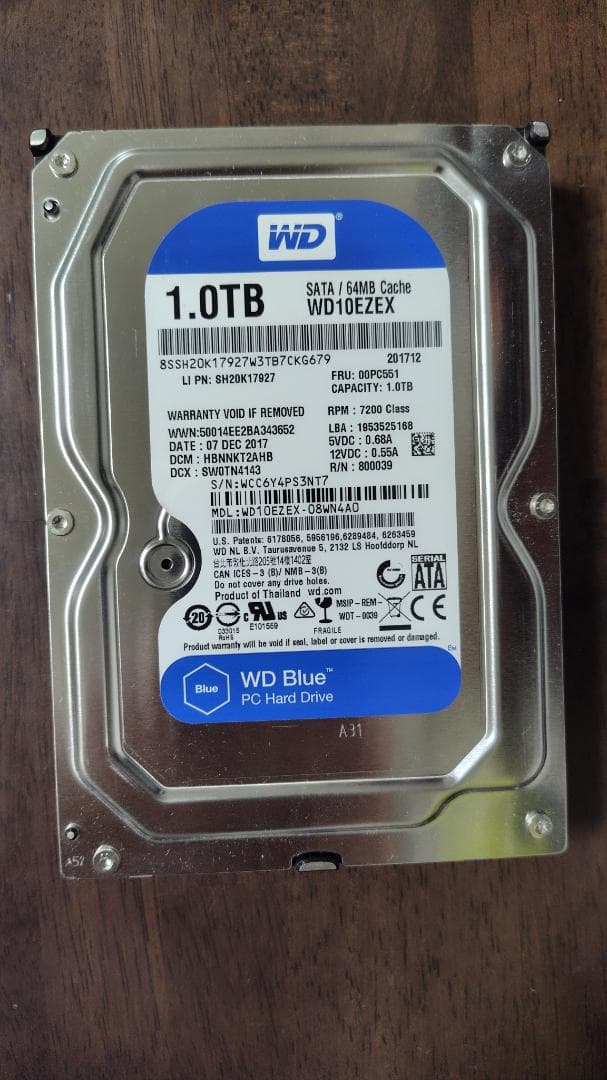 外付けハードディスク・ドライブ WD Blue 1.0TB HDD WD10EZEX