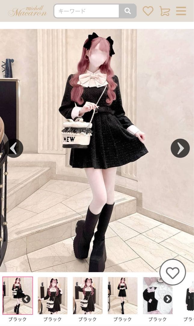 ハニーミュウ ビックリボンツイードプリーツワンピース