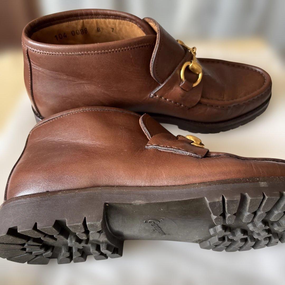 GUCCI グッチ ホースビット 厚底 ローファー ブラウン UK7 本革