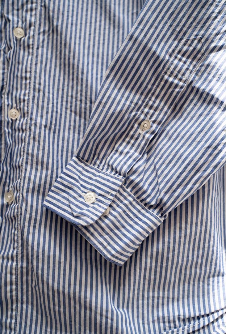 CIOTA スビンコットンタイプライターバンドカラーシャツ ロンドンストライプ