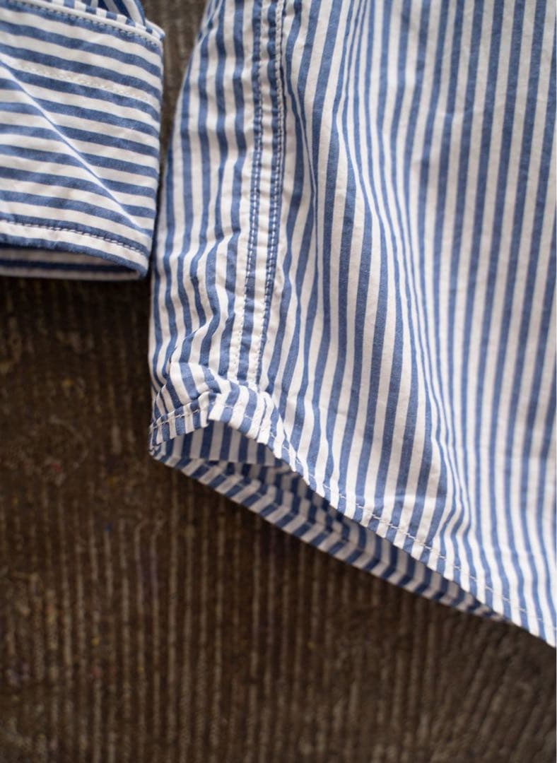 CIOTA スビンコットンタイプライターバンドカラーシャツ ロンドンストライプ