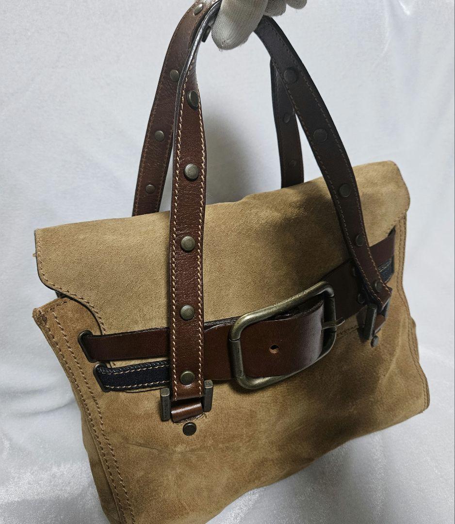 【美品】DOLCE & GABBANA スエードデニムハンドバッグ ヴィンテージ