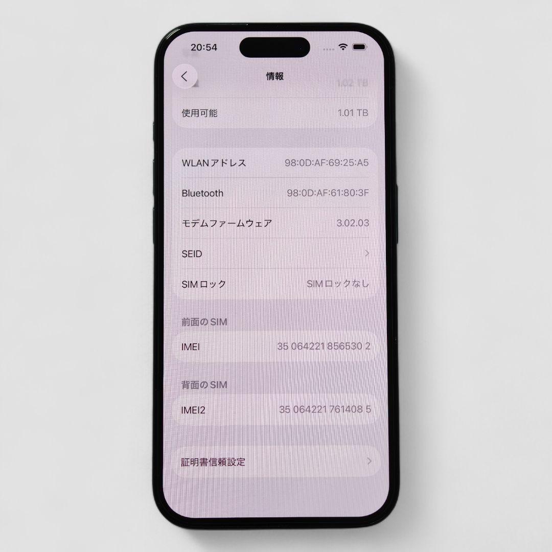 【Bランク】iPhone 15 Pro 1TB ブルー 中国版