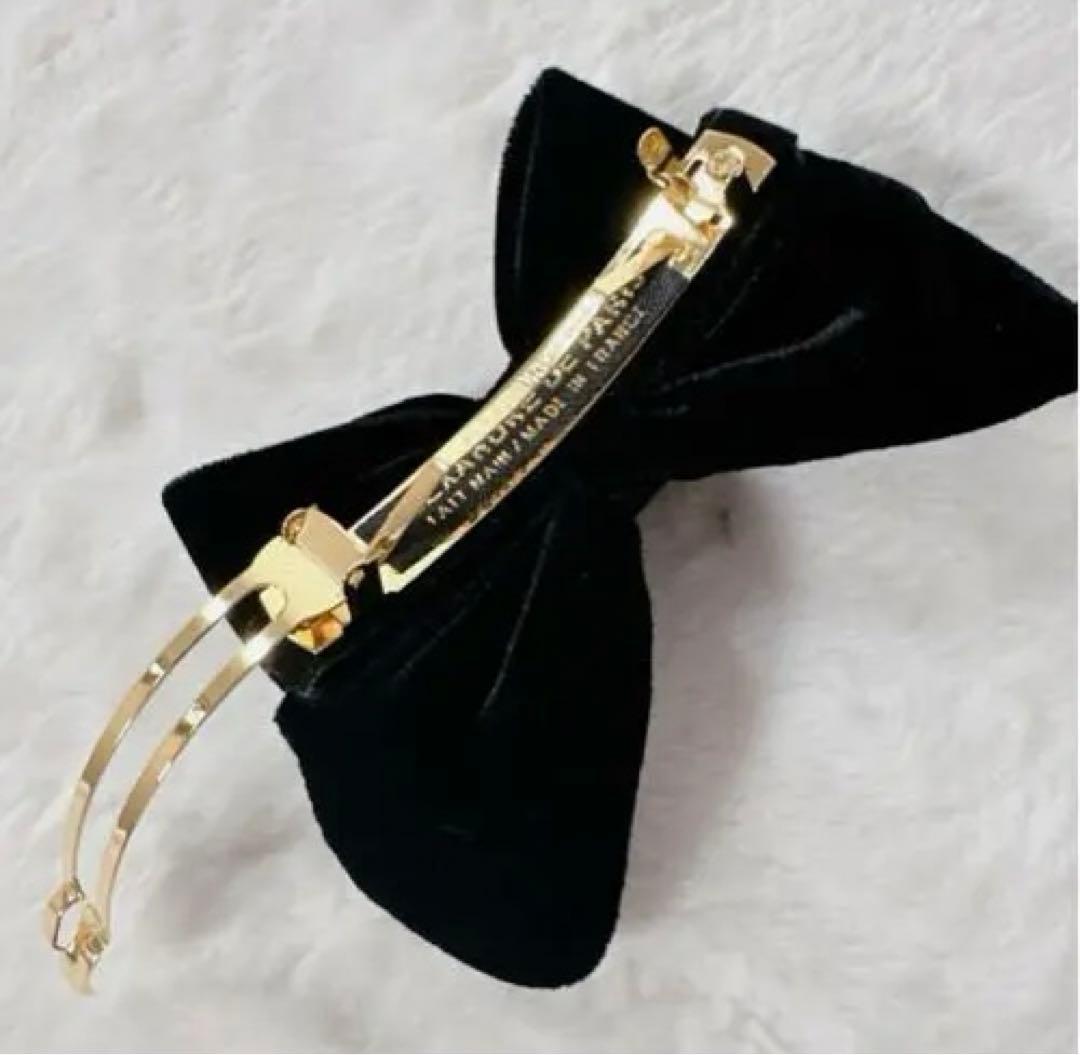 アレクサンドルドゥパリ　バレッタ　ベロア　リボン　ブラック
