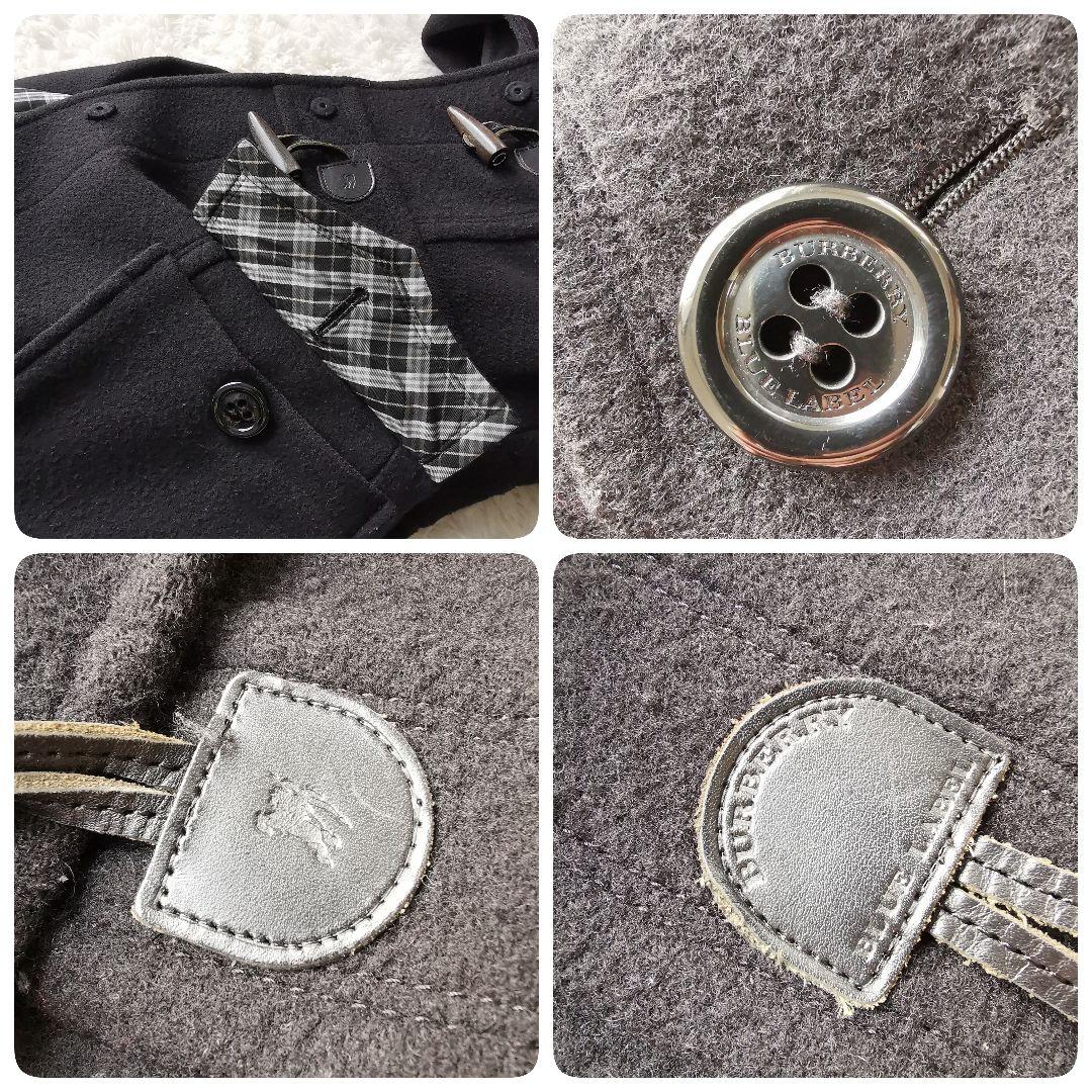 バーバリー ブルーレーベル ダッフルコート ホース 刻印 ロゴ チェック 黒 L