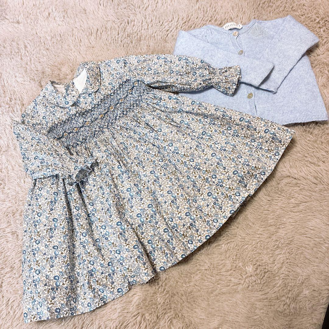 アマイアロンドン　花柄ワンピースとカーディガンセット