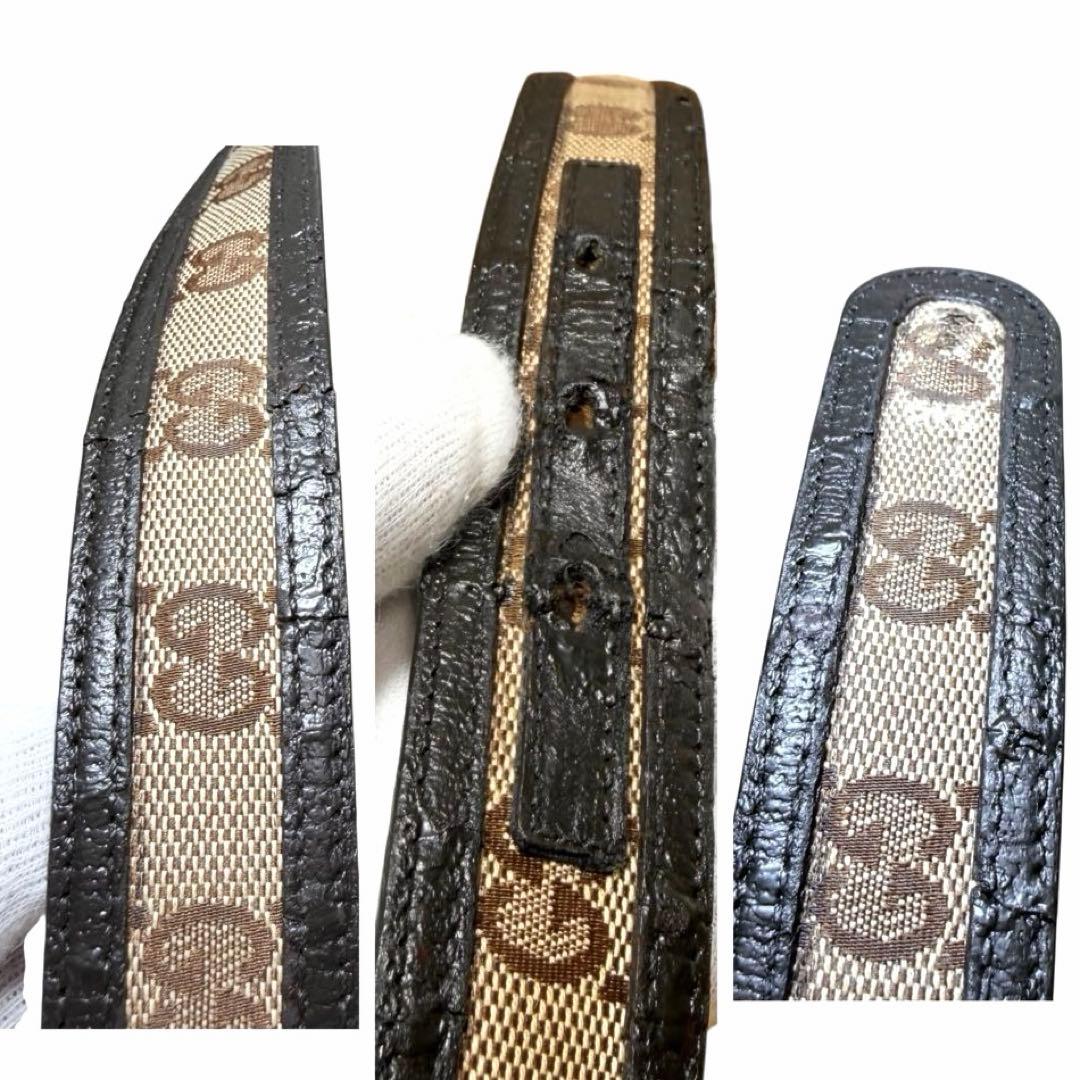 グッチ GUCCI ベルト インターロッキング GG柄 ブラウン キャンバス