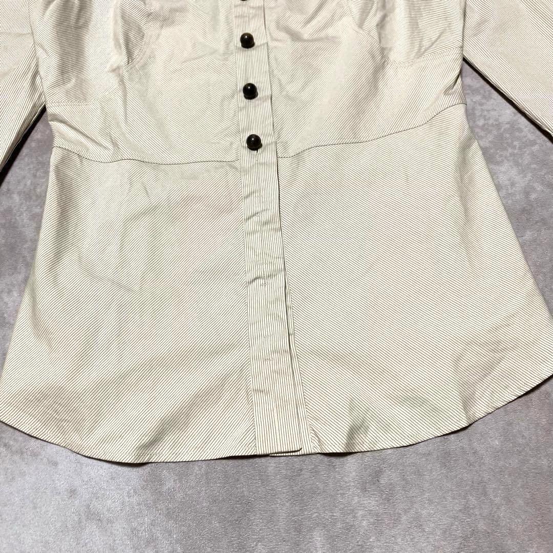 希少　グッチ　GUCCI （40） 長袖シャツ　ブラウス　ストライプ　特殊ボタン