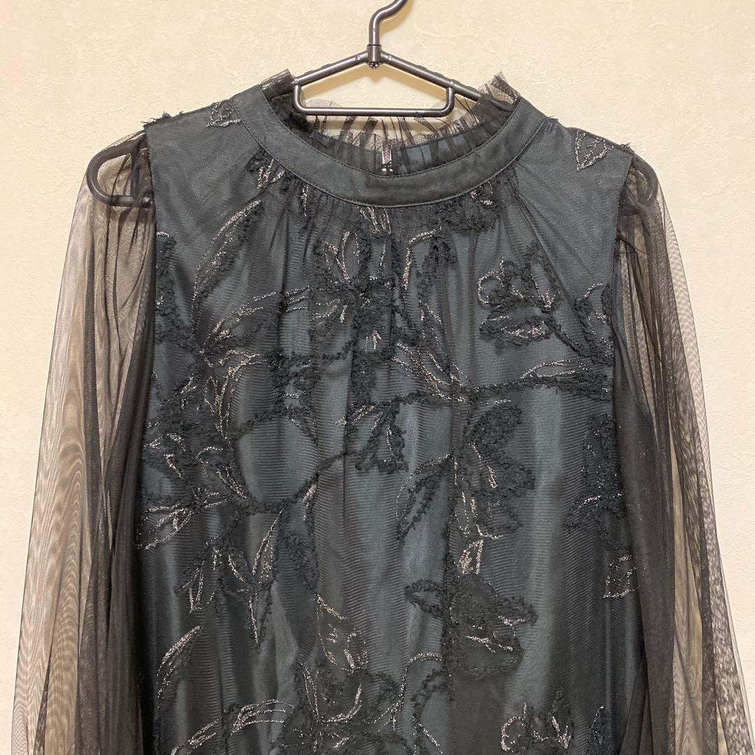 最終価格‼️フェザーフラワーチュールドレス 黒ブラック S オケージョンドレス