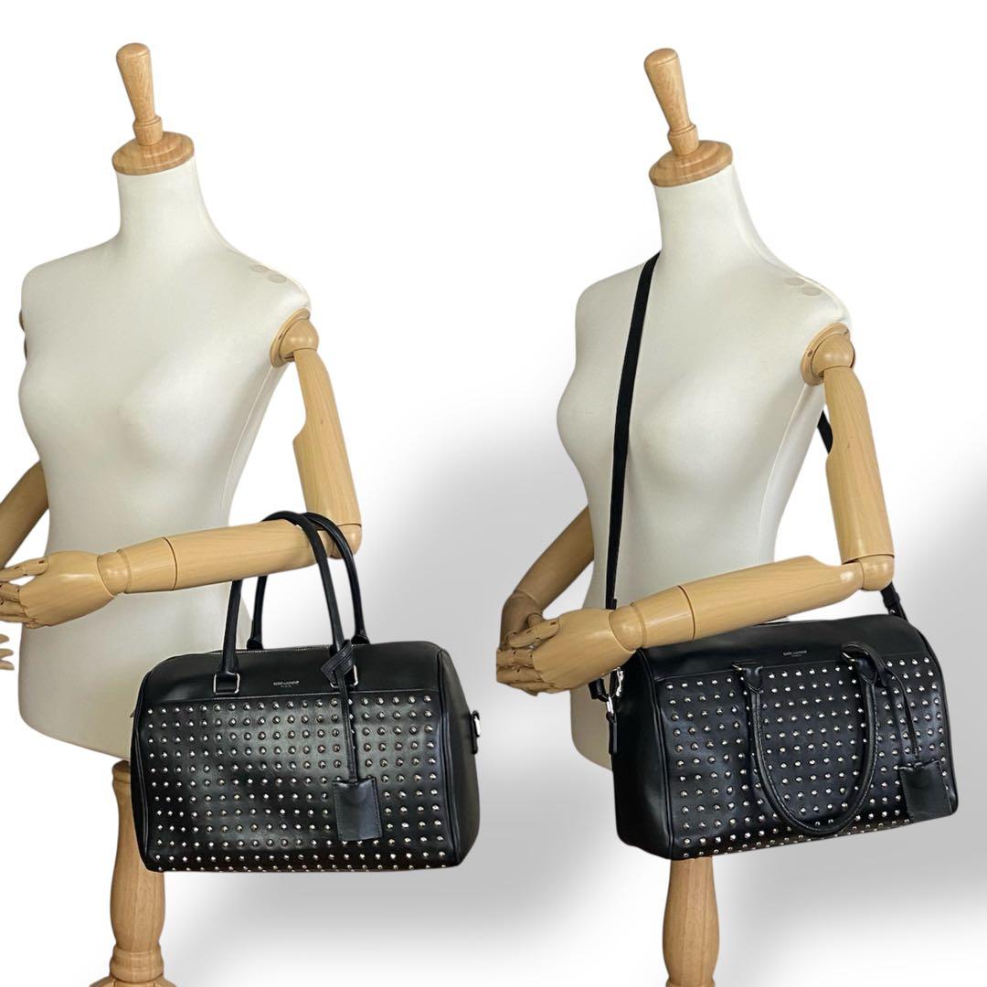 専用 サンローラン ボストンバッグ レザー ベイビーダッフル スタッズ 黒