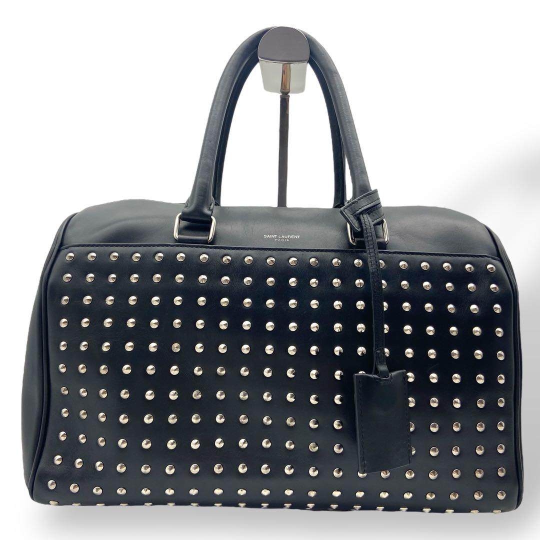 専用 サンローラン ボストンバッグ レザー ベイビーダッフル スタッズ 黒