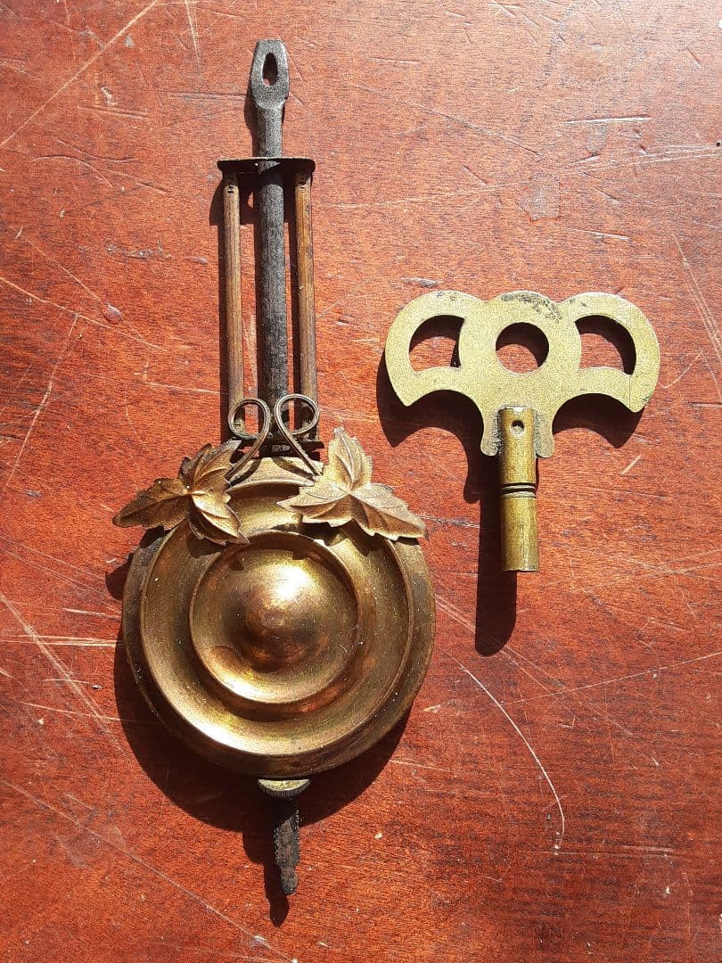 明治時代の八角柱時計、ボンボン時計、分解掃除、調整済み、動作品