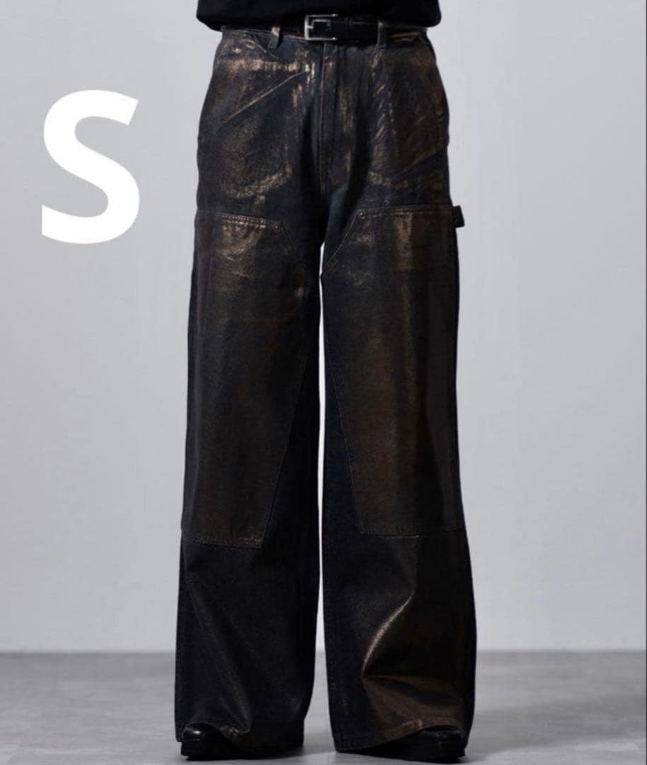 【新品未使用タグ付】 CLEL 特殊加工ダブルニーデニムパンツ アッシュグレー