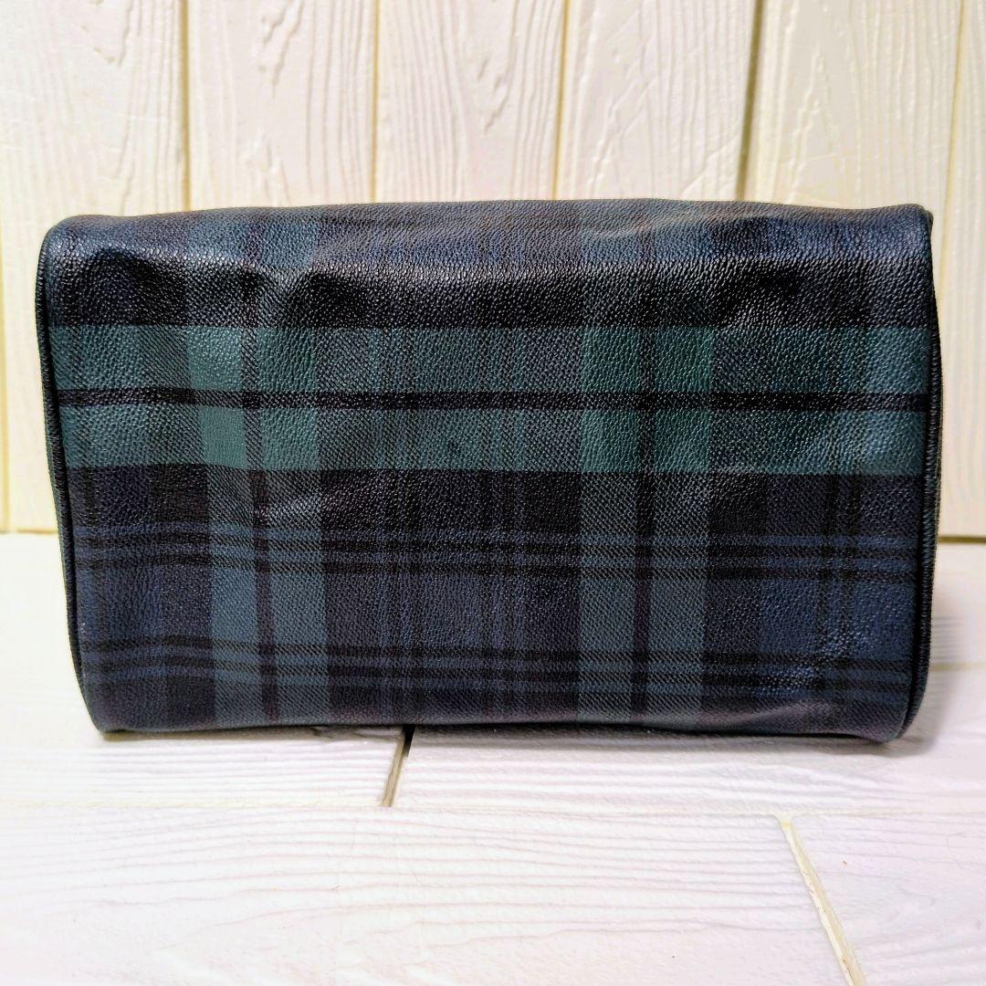 ポロラルフローレン　ミニボストンバッグ　チェック　ブラックウォッチ　PVC 　緑