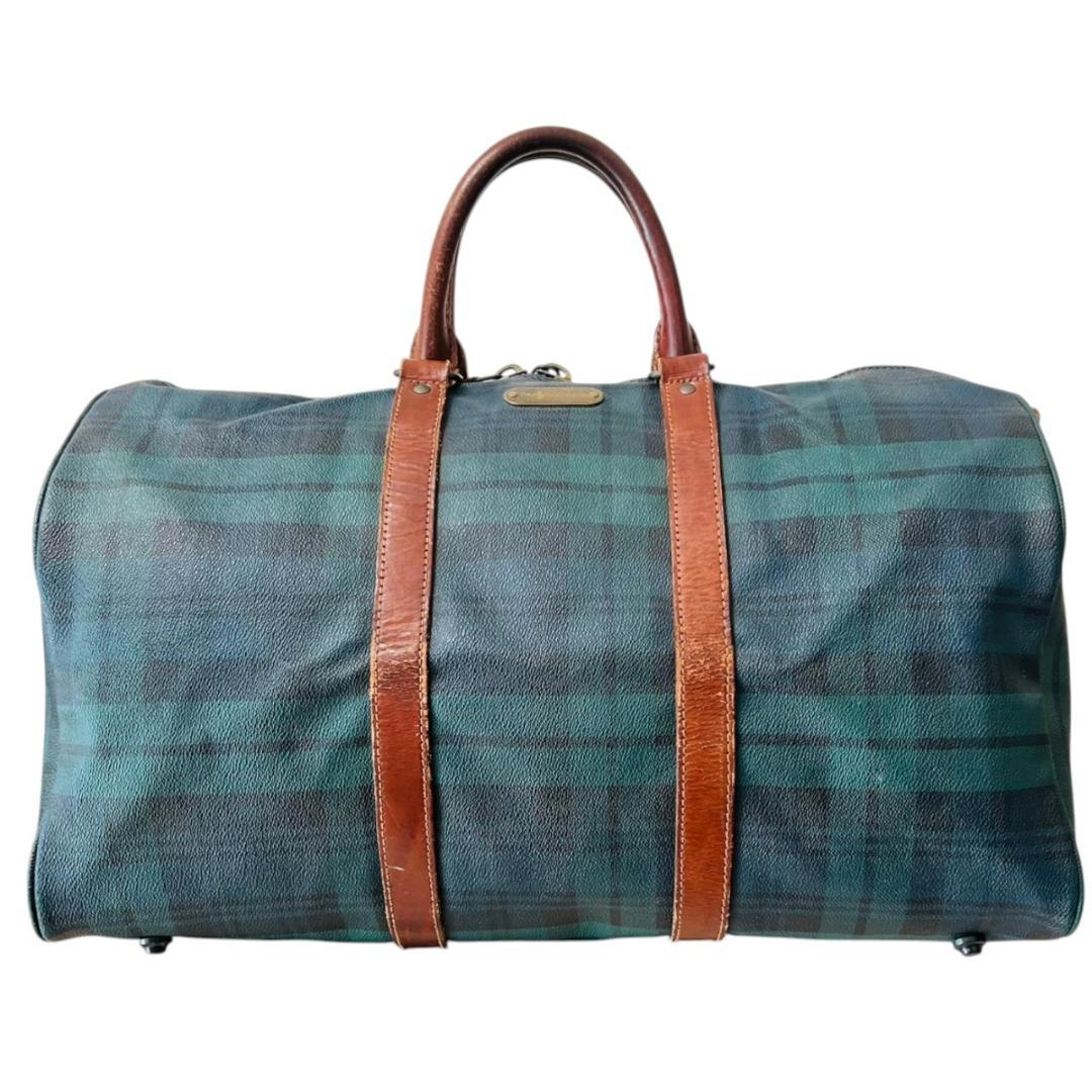 【良品】POLO RALPH LAUREN ボストンバッグ 大容量 チェック 緑