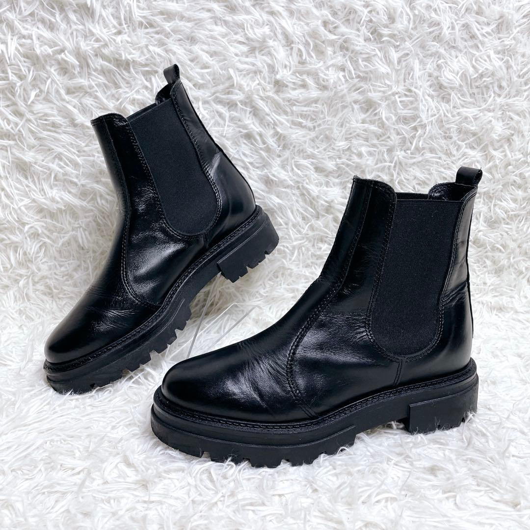 ENESS エネス サイドゴアブーツ 38 ブラックトラックソール 厚底