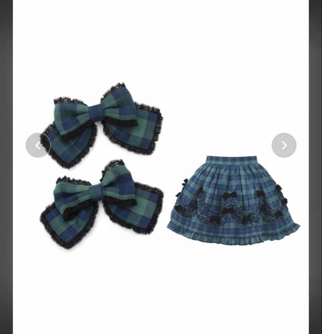 Chalmiere タータンチェックスカート　リポンセット