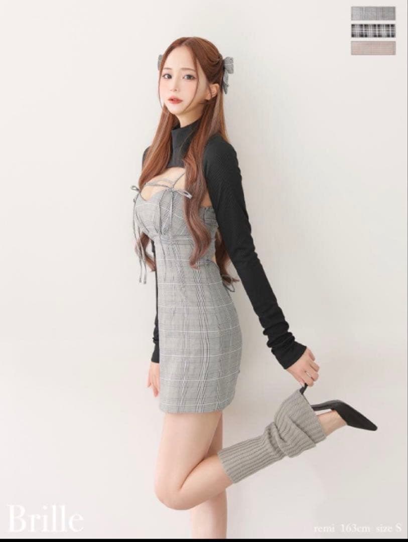 Brille グレー チェック柄 ミニワンピース Mサイズ キャミ