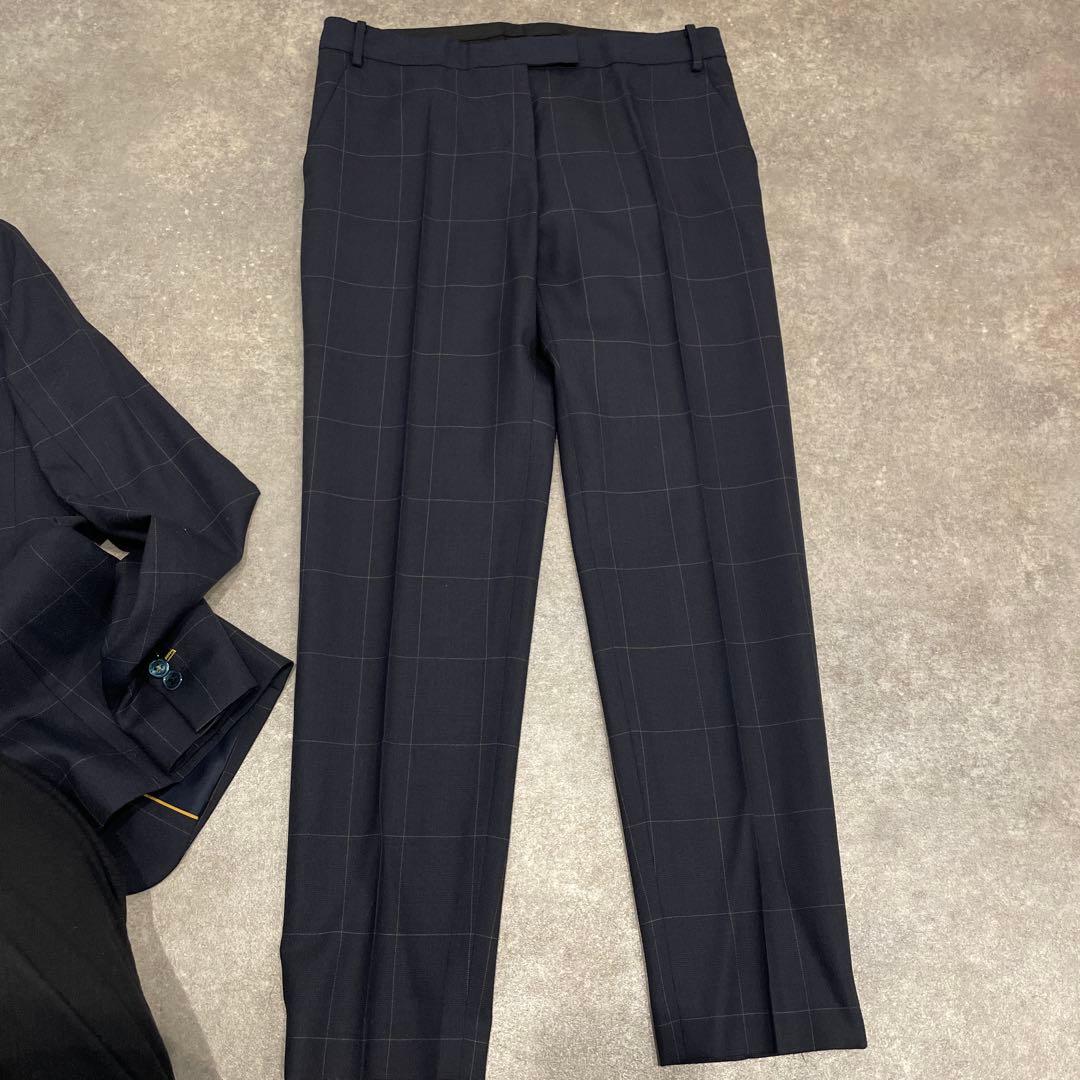 Paul Smith BLACK 新品チェック柄ビジネススーツ　ネイビー　L42
