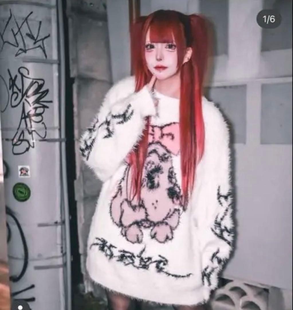 完売品 新品 GALFY ガルフィー ふわふわダークキャンディーニット ホワイト