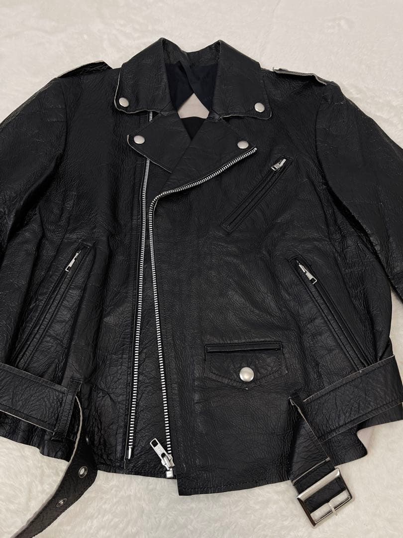 ジョンローレンスサリバン 2010ss クラック加工 ダブルライダースジャケット