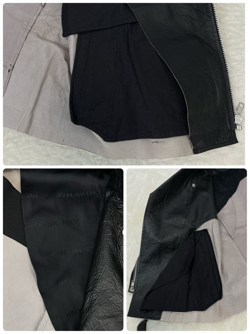 ジョンローレンスサリバン 2010ss クラック加工 ダブルライダースジャケット