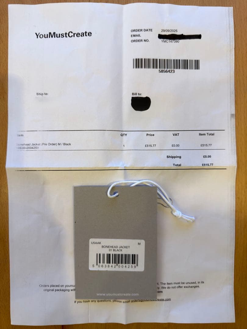 oasis リアム着用YMC Bonehead Jacket Black M