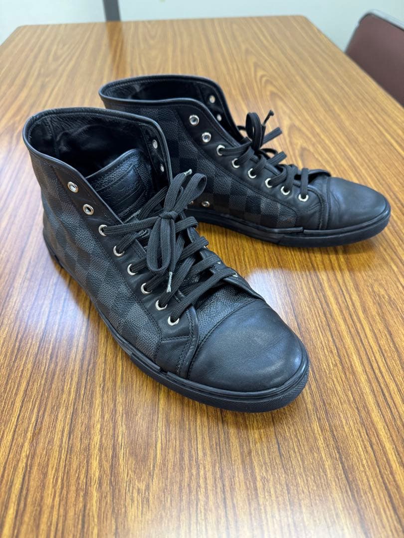 値下げ　ルイヴィトン ダミエグラフィット ハイカットスニーカー ブラック7.5