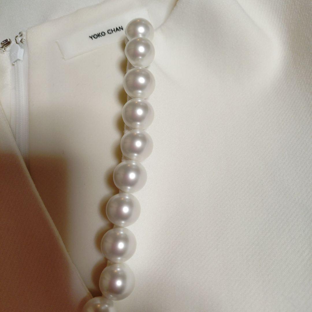 YOKO CHAN長袖ブラウス　パール　ホワイト白